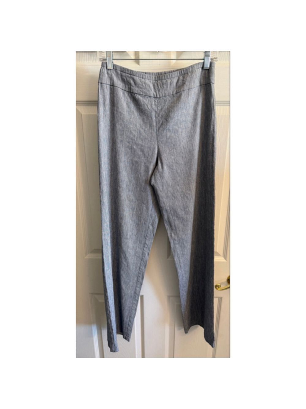 Nic+Zoe linen blend pull-on pants gray heathered striped pattern SZ 6